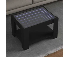 Kavos staliukas su LED, juodas, 73x53x45cm, apdirbta mediena