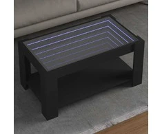 Kavos staliukas su LED, juodas, 93x53x45cm, apdirbta mediena