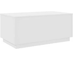Kavos staliukas su LED lemputėmis, baltos spalvos, 90x50x40cm