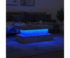 Kavos staliukas su LED lemputėmis, betono pilkas, 90x50x40cm