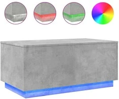 Kavos staliukas su LED lemputėmis, betono pilkas, 90x50x40cm