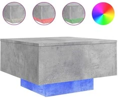 Kavos staliukas su LED lemputėmis, betono pilkas, 55x55x31cm