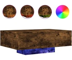 Kavos staliukas su LED lemputėmis, dūminio ąžuolo, 85x55x31cm