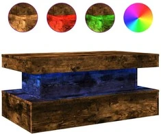 Kavos staliukas su LED lemputėmis, dūminis ąžuolo, 90x50x40cm