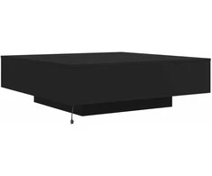 Kavos staliukas su LED lemputėmis, juodos spalvos, 100x100x31cm