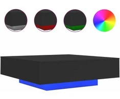 Kavos staliukas su LED lemputėmis, juodos spalvos, 100x100x31cm