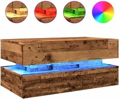Kavos staliukas su LED lemputėmis, medienos, 90x50x40cm