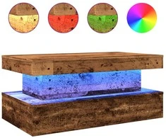 Kavos staliukas su LED lemputėmis, medienos, 90x50x40cm