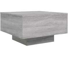 Kavos staliukas su LED lemputėmis, pilkas ąžuolo, 55x55x31cm