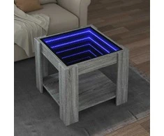 Kavos staliukas su LED, pilkas ąžuolo, 53x53x45cm, mediena