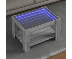 Kavos staliukas su LED, pilkas ąžuolo, 73x53x45cm, mediena