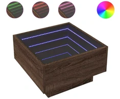Kavos staliukas su LED, rudas ąžuolo, 50x50x30cm, mediena