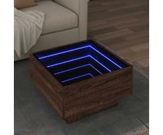 Kavos staliukas su LED, rudas ąžuolo, 50x50x30cm, mediena