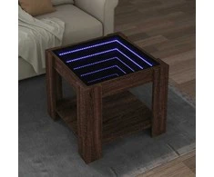 Kavos staliukas su LED, rudas ąžuolo, 53x53x45cm, mediena