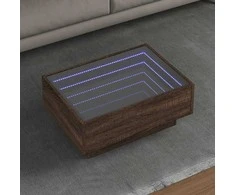Kavos staliukas su LED, rudas ąžuolo, 70x50x30cm, mediena