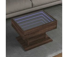 Kavos staliukas su LED, rudas ąžuolo, 70x50x45cm, mediena