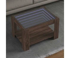Kavos staliukas su LED, rudas ąžuolo, 73x53x45cm, mediena