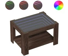 Kavos staliukas su LED, rudas ąžuolo, 73x53x45cm, mediena