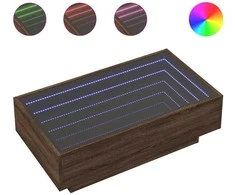 Kavos staliukas su LED, rudas ąžuolo, 90x50x30cm, mediena