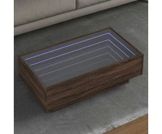 Kavos staliukas su LED, rudas ąžuolo, 90x50x30cm, mediena
