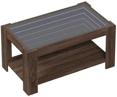 Kavos staliukas su LED, rudas ąžuolo, 93x53x45cm, mediena