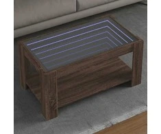 Kavos staliukas su LED, rudas ąžuolo, 93x53x45cm, mediena