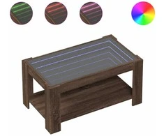 Kavos staliukas su LED, rudas ąžuolo, 93x53x45cm, mediena