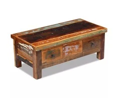 Kavos staliukas su stalčiais, perdirbta mediena, 90x45x35 cm