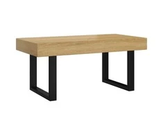 Kavos staliukas, šviesiai rudas/juodas, 90x45x40cm, MDF/geležis