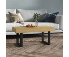 Kavos staliukas, šviesiai rudas/juodas, 90x45x40cm, MDF/geležis