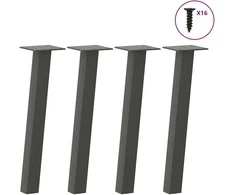 Kavos staliuko kojelės, 4 vnt., antracito spalvos, 42 cm, plienas