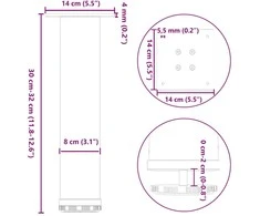 Kavos staliuko kojelės, 4 vnt., baltos, 30-32 cm, plienas
