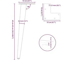 Kavos staliuko kojelės, 4 vnt., juoda, 42-43cm, plienas