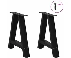 Kavos staliuko kojelės, A formos, 2 vnt., juodos, 50x(42-43) cm, plienas