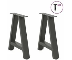 Kavos staliuko kojelės, 2 vnt., antracito spalvos, 50x(42-43) cm, plienas