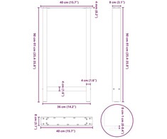 Baro stalo kojos, baltos, 2 vnt., 40x(90-91) cm, plienas