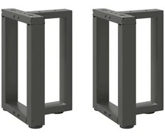 Kavos staliuko kojelės, T formos, 2 vnt., antracito spalvos, 38x25x(42-43) cm, plienas