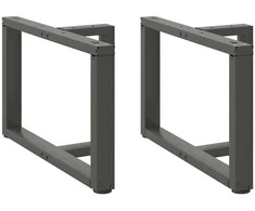 Kavos staliuko kojelės, T formos, 2 vnt., antracito spalvos, 60x25x(42-43) cm, plienas