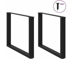 Valgomojo stalo kojelės, 2 vnt., juodos, 100x(72-73) cm, plienas, U formos