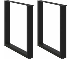 Valgomojo stalo kojelės, 2 vnt., juodos, 90x(72-73) cm, plienas, U formos