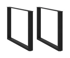Valgomojo stalo kojelės, 2 vnt., juodos, 100x(72-73) cm, plienas, U formos