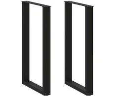 Kavos staliuko kojelės, U formos, 2 vnt., juoda, 60x(100-101)cm