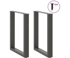 Valgomojo stalo kojos, U formos, 2 vnt., antracito spalvos, 60x(72-73) cm, plienas