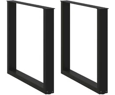 Valgomojo stalo kojelės, 2 vnt., juodos, 80x(72-73) cm, plienas, U formos
