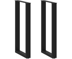 Kavos staliuko kojelės, U formos, 2 vnt., juoda, 50x(100-101)cm