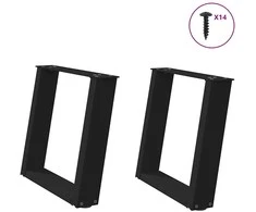 Kavos staliuko kojelės, U formos, 2 vnt., juoda, 50x(42-43) cm