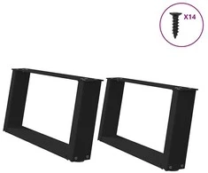 Kavos staliuko kojelės, U formos, 2 vnt., juoda, 60x(30-31)cm