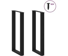 Kavos staliuko kojelės, U formos, 2 vnt., juoda, 50x(100-101)cm