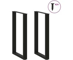 Kavos staliuko kojelės, U formos, 2 vnt., juoda, 60x(100-101)cm