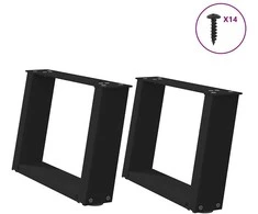 Kavos staliuko kojelės, U formos, 2 vnt., juoda, 50x(30-31)cm